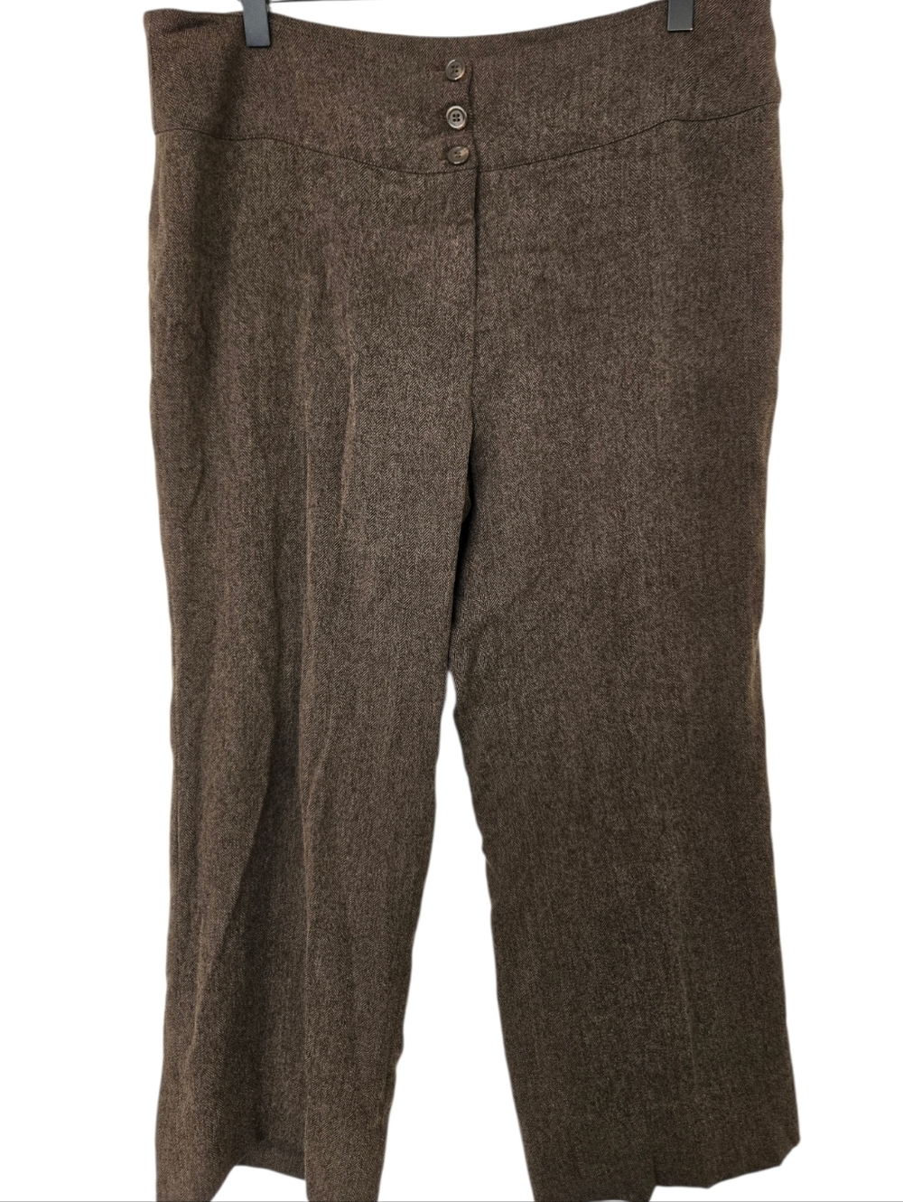 Herringbone Petite Dress Pants 12P Brown Tweed Style Workwear Ankle Pants - Picture 1 of 3